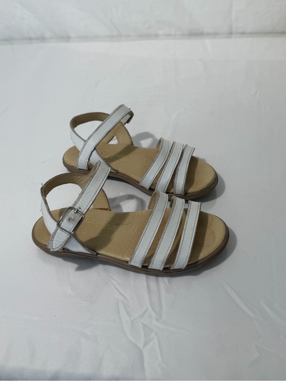 La Coqueta Sienna White Nappa Leather Sandals Girls Size 26 EU / US 9.5 - Picture 8 of 15